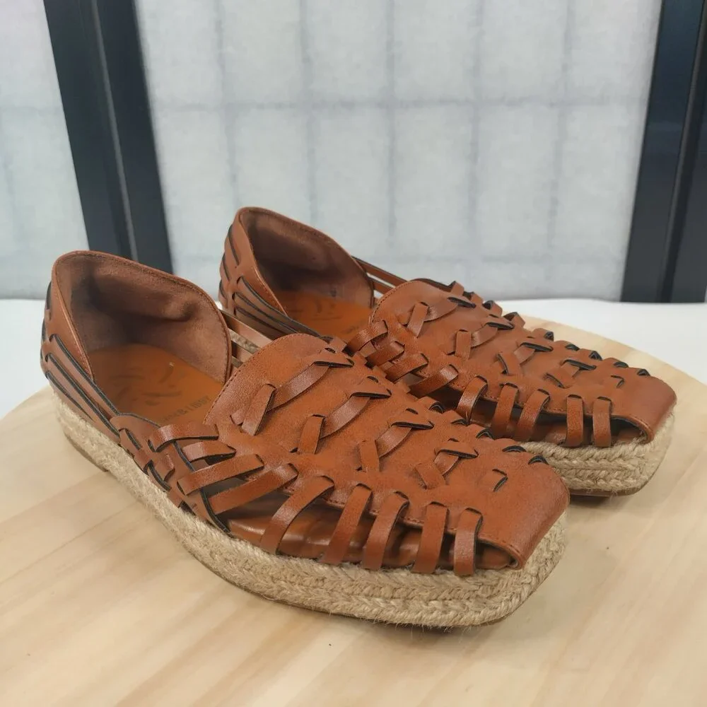Sam & Libby Asha Espadrille Summer Sandals Shoes Brown Women US 7